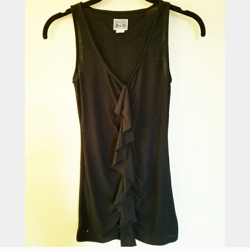 Converse One Star black ruffle tank